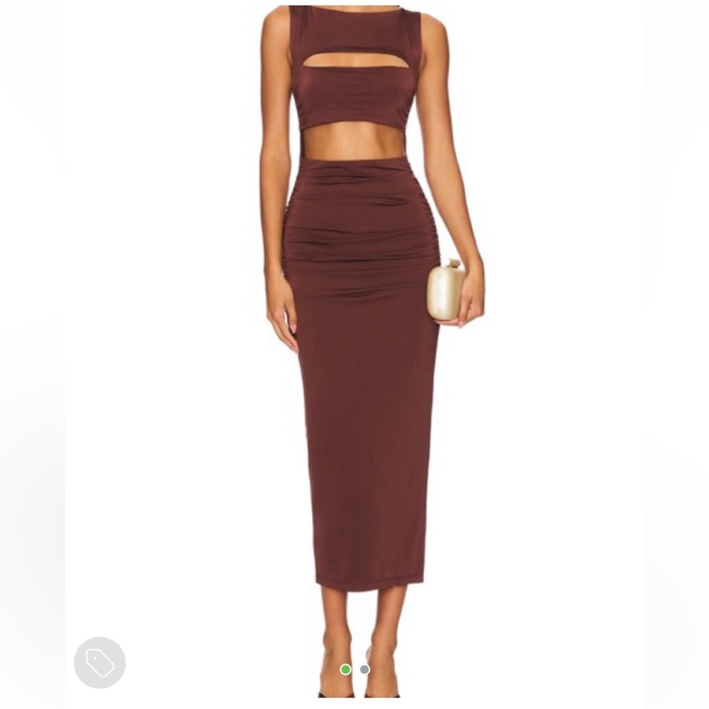 Nookie Brown Midi Cutout Dress